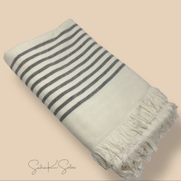 Core Stripe Bath Towel - Hearth & Hand Magnolia - Railroad Gray, Sour Cream 2020 - Picture 5 of 5